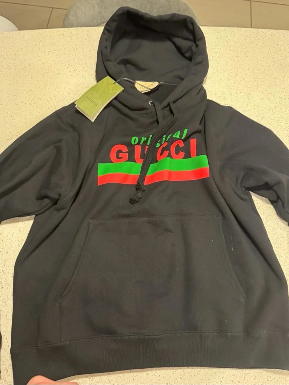 Gucci Original Logo Graphic Hoodie Black Red Green Men’s Size Small NWT $1,250